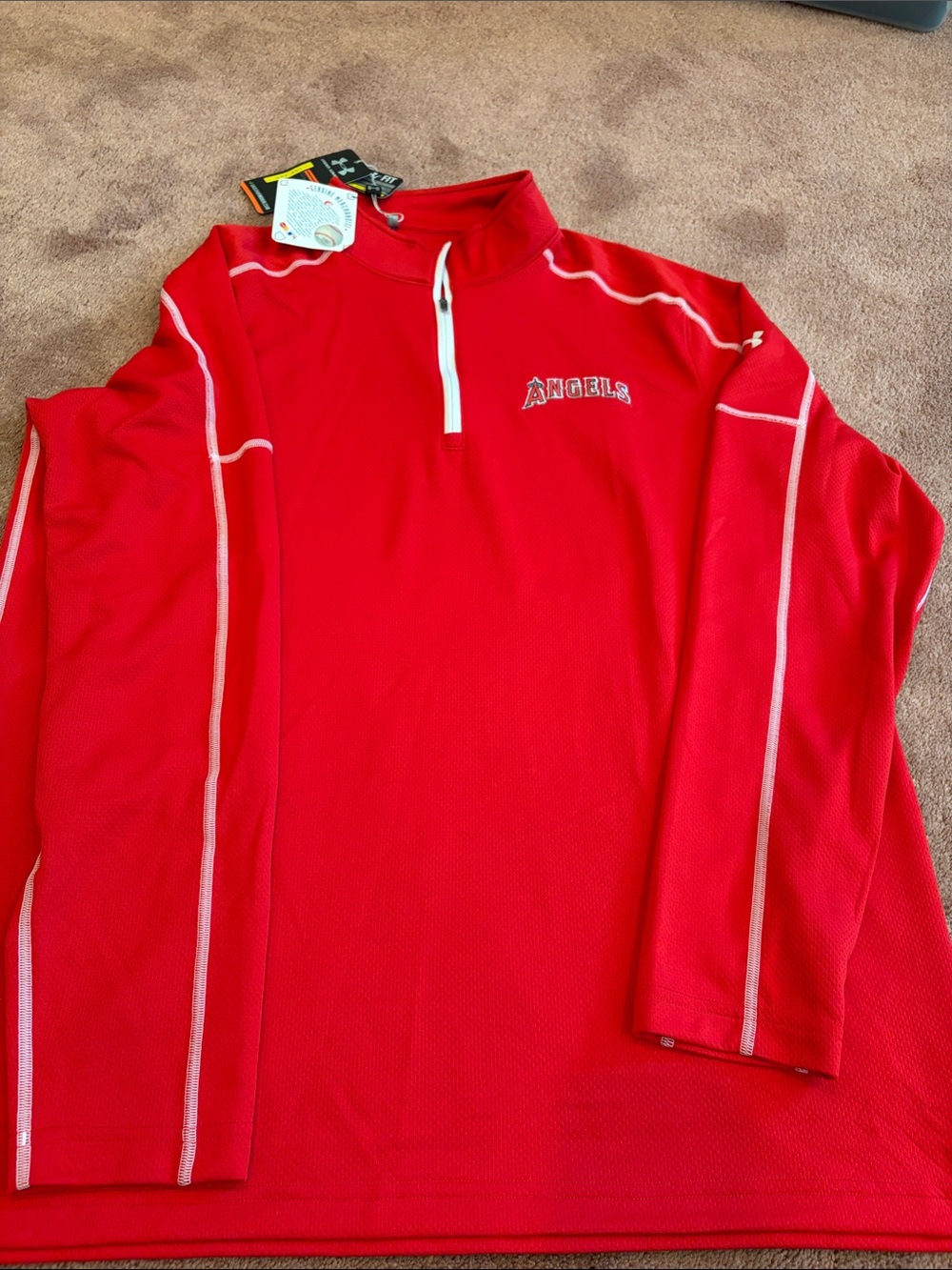 Major league Under Armour Red Angels Quarter-Zip Pullover half zip XL loose fit